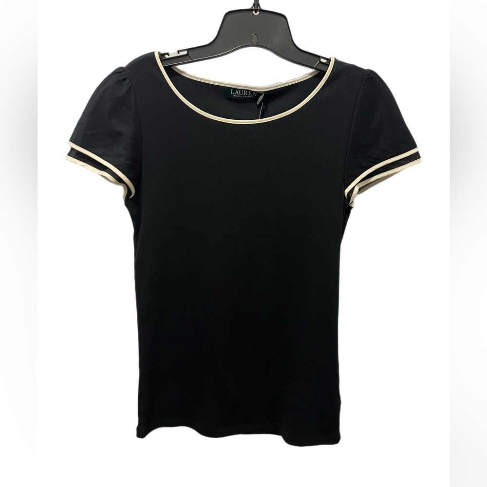 NWT Lauren Ralph Lauren Dressy Black Short Sleeve Shirt - Women’s Size Medium